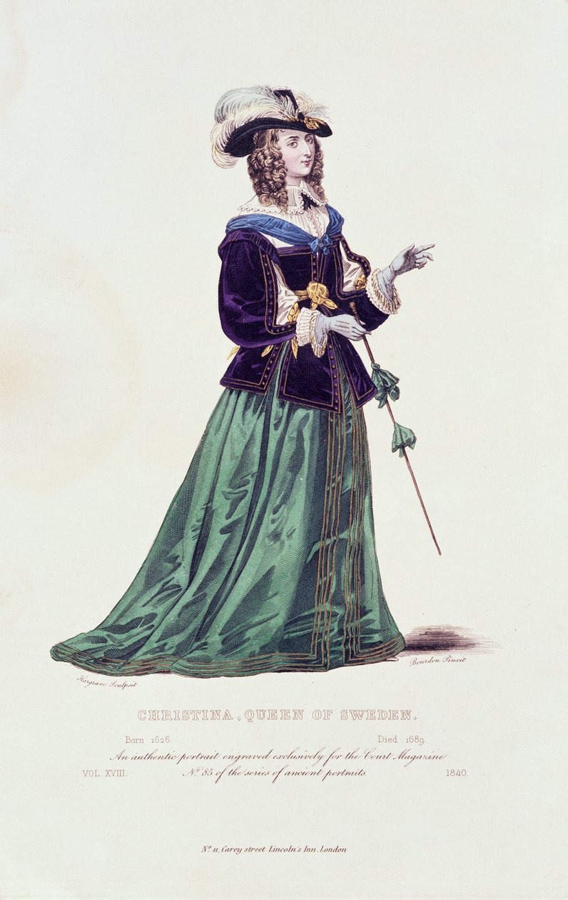 Portræt af Christina Dronning af Sverige (1626-1689) af English School