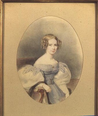 Portræt af grevinde Elizabeth von Sandizell, kendt som Lili, på 18 år (akvarel på papir) af English School