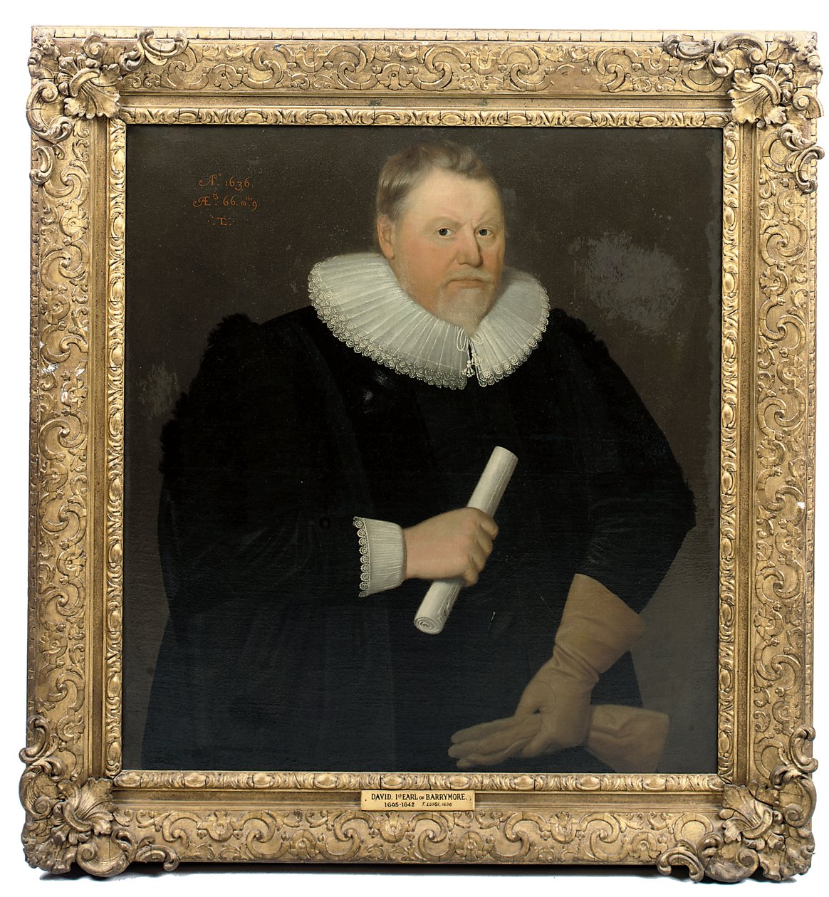 Portræt af David, 1. jarl af Barrymore, ca. 1636 af English School
