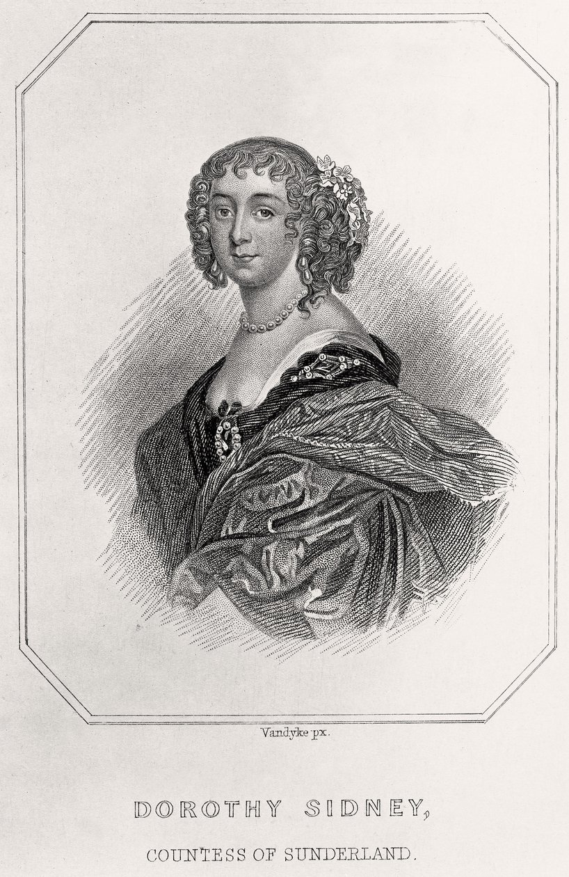 Portræt af Dorothy Sidney, grevinde af Sunderland, 1835 af English School