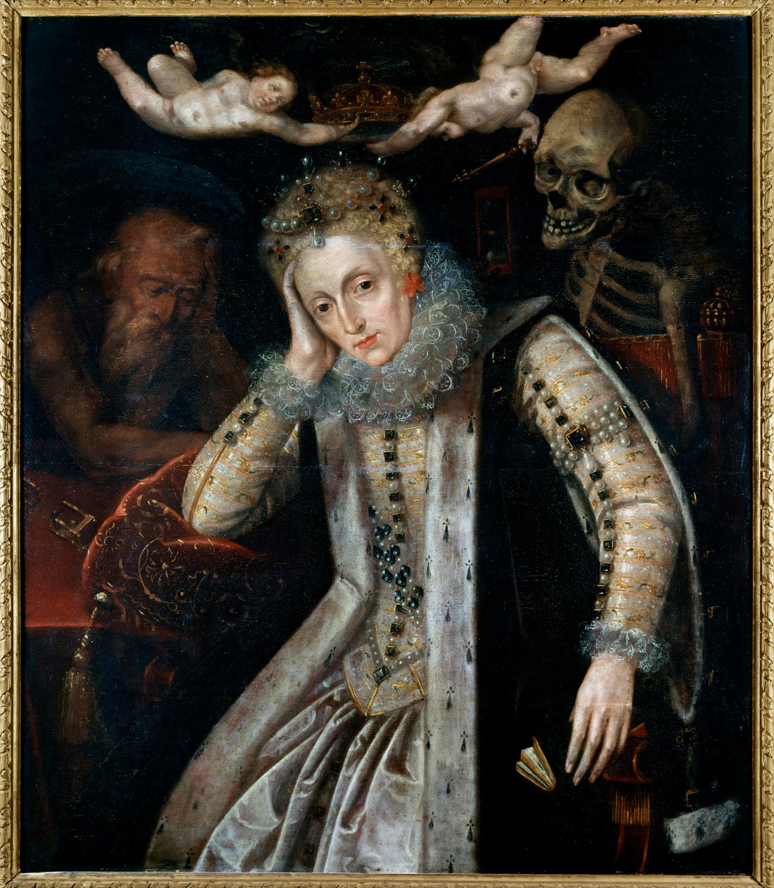 Portræt af Elisabeth Iere, dronning af England (1533 - 1603), mod slutningen af hendes liv. Maleri af den engelske skole af English School
