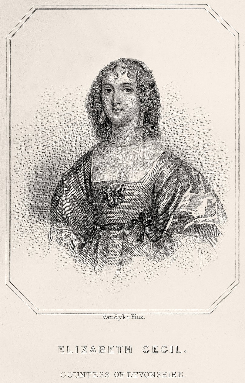 Portrait of Elizabeth Cecil, Countess of Devonshire, 1835dani af English School