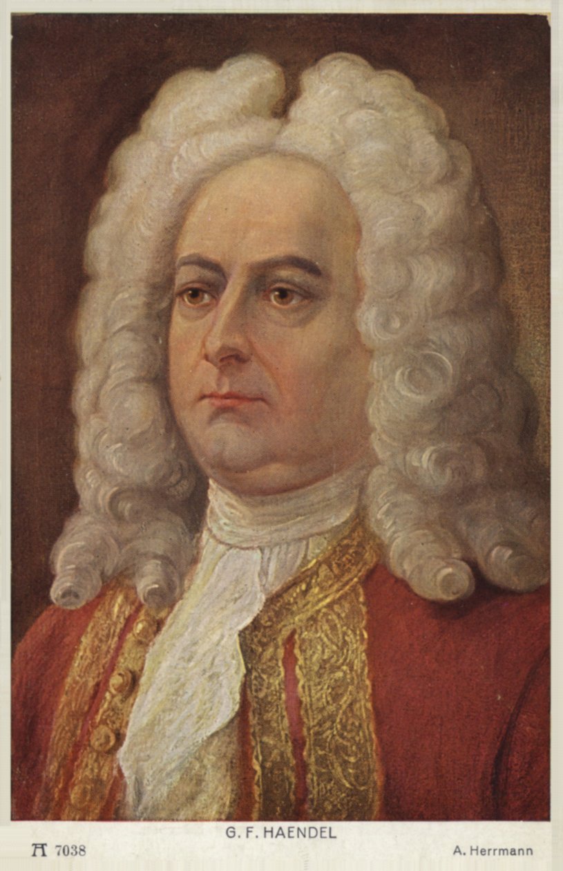 Portræt af George Friedrich Händel (farvelitografi) af English School