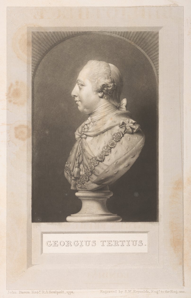 Portræt af George III fra en buste, fra Frederick Augusta Barnard, Katalog over Det Kongelige Bibliotek, bind I, frontispice af English School