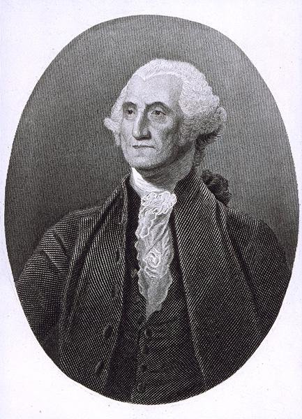 Portræt af George Washington (1732-1799) (kobberstik) af English School