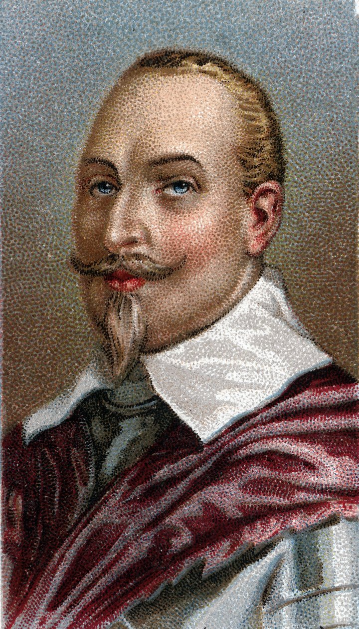 Portræt af Gustavus Adolphus af Sverige - Portræt af Gustave II Adolphe, konge af Sverige (1594-1632) - Fra serien "" Leaders of Men"" - Chromolithography - English School, 20. århundrede - af English School