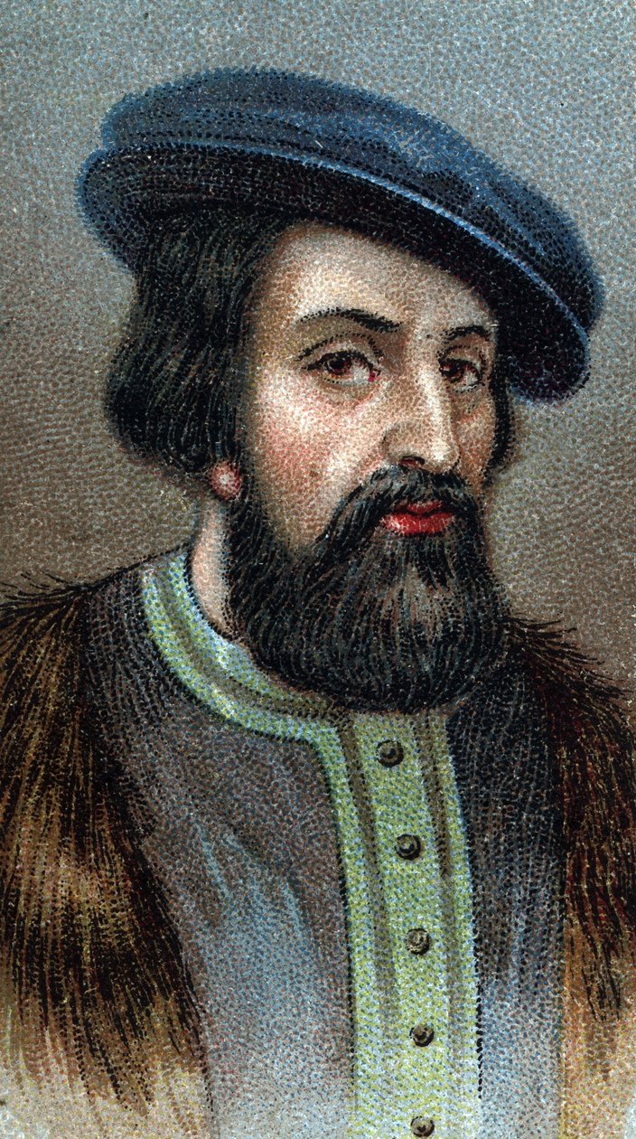 Portræt af HERNANDO (Hernan) CORTES (Cortez) (1485-1547) Engelsk erobrer - Fra serien "" Leaders of Men"" - Chromolithography - English School, 20. århundrede - af English School