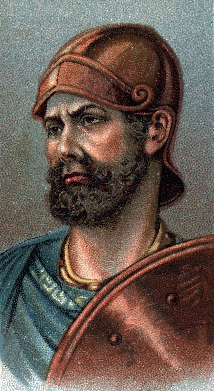 Portræt af Hannibal Barca - Portræt af Hannibal eller Annibal Barca (ca. 247-183 f.Kr.), general og karthaginsk statsmand - Fra serien "" Leaders of Men"" - Chromolithography - English School, 20. århundrede - af English School