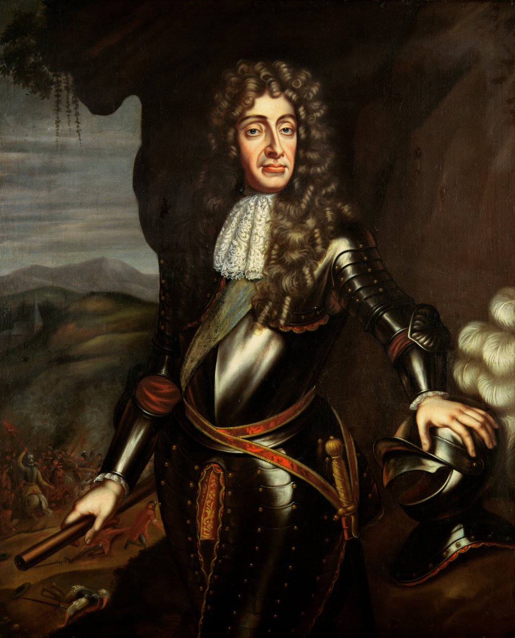 Portræt af James II (1633-1701) i rustning af English School