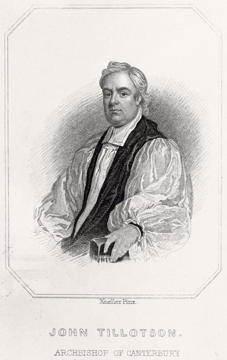 Portrait of John Tillotson, Archbishop of Canterbury, 1835dani af English School