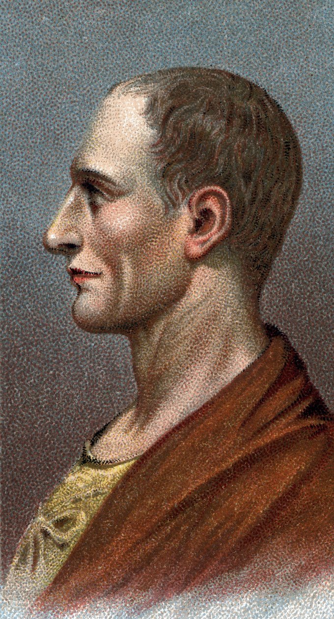 Portræt af Jules Cesar - Julius Cæsar - Fra serien "" Leaders of Men"" - Chromolithography - English School, 20. århundrede - af English School