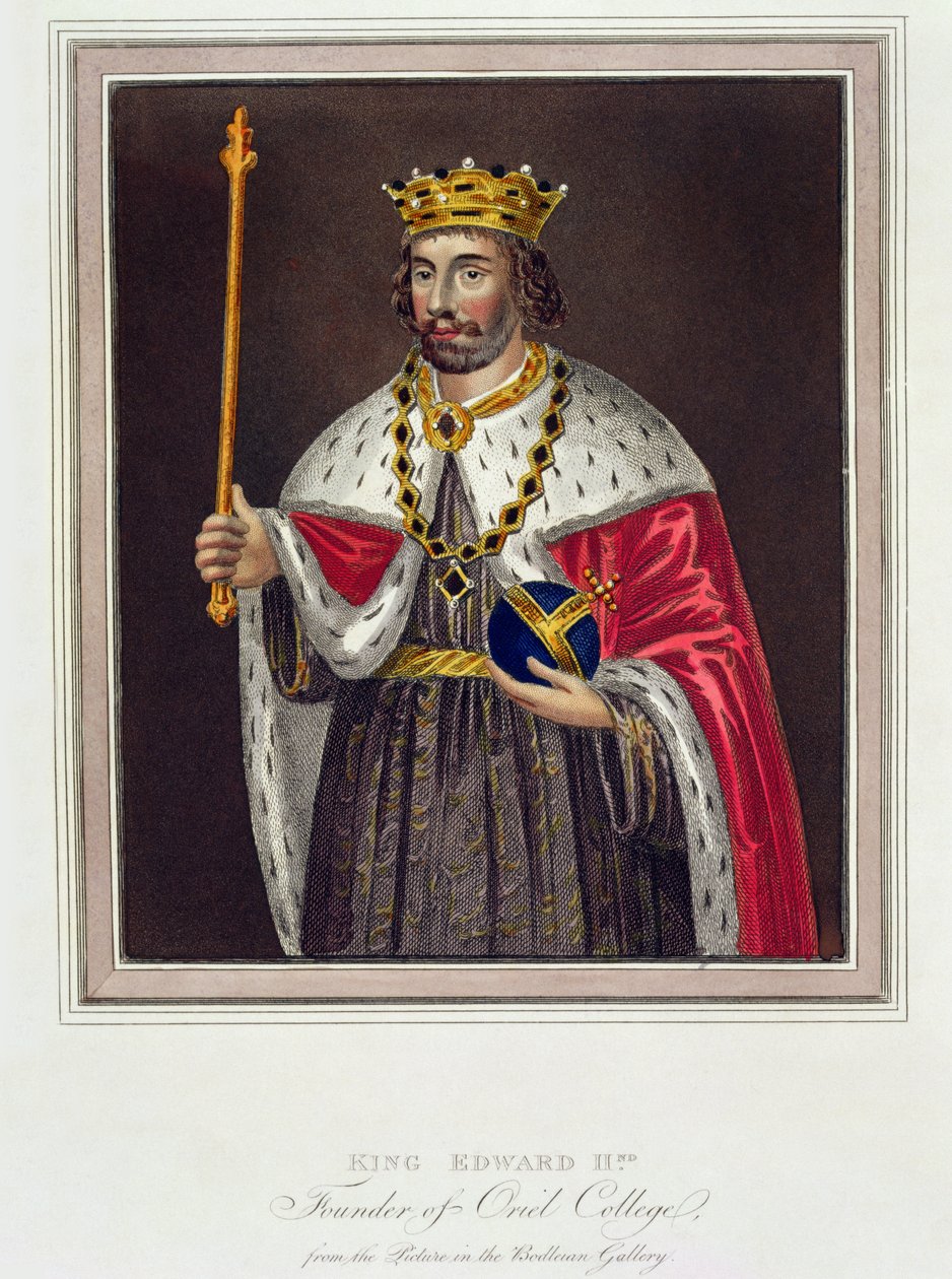 Portræt af kong Edward II (1284-1327) Grundlægger af Oriel College, efter et maleri i Bodleian Library (farvegravering) af English School