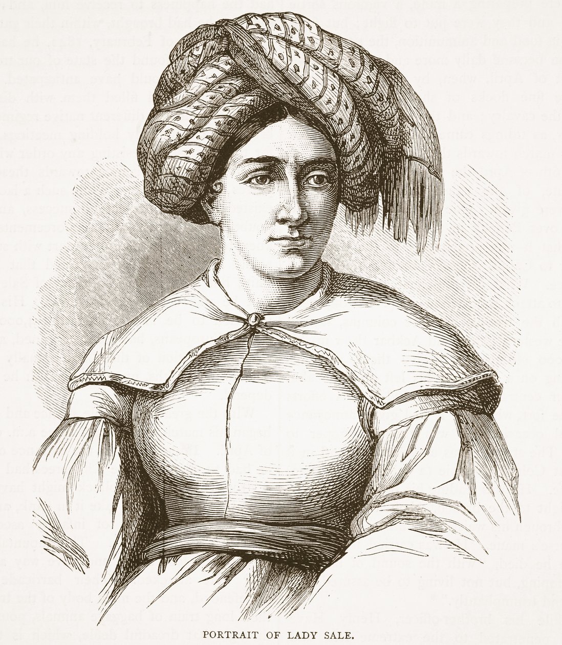 Portræt af Lady Sale, illustration fra Cassells Illustrated History of England af English School