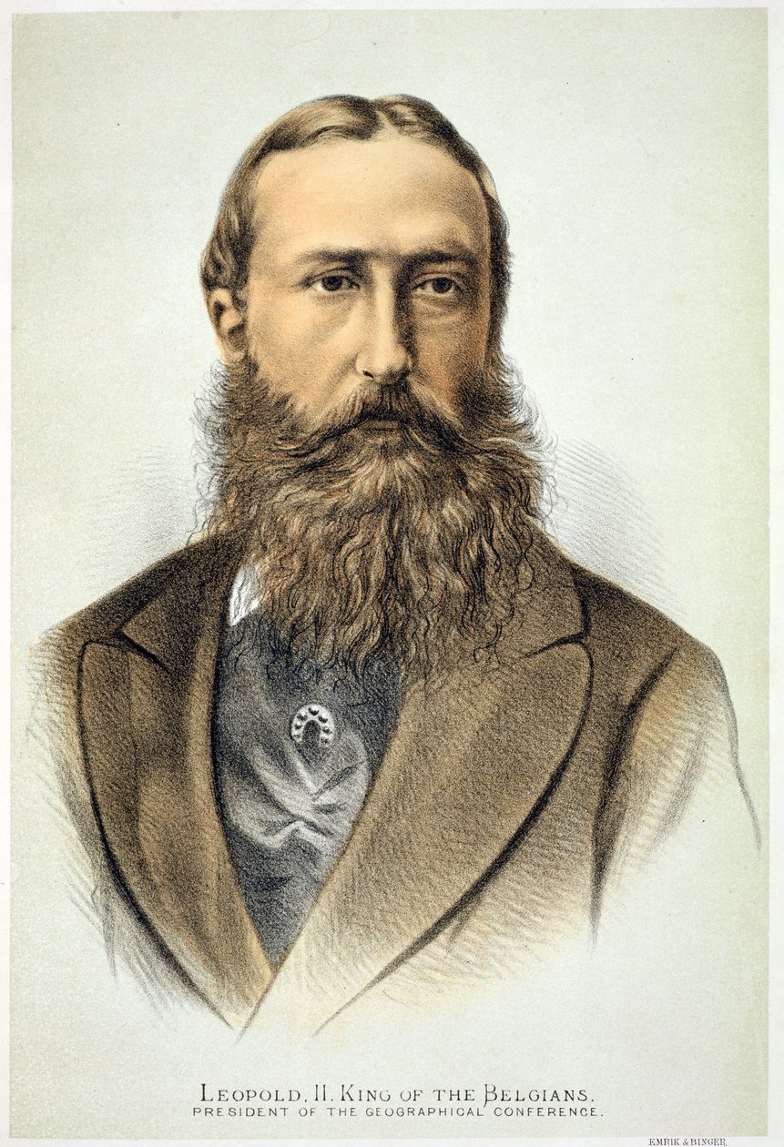 Portræt af Leopold II (1835-1909), konge af Belgien (1865-1909) af English School