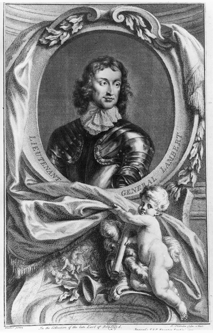 Portræt af generalløjtnant John Lambert (1619-83) graveret af Jacobus Houbraken (1698-1780) af English School