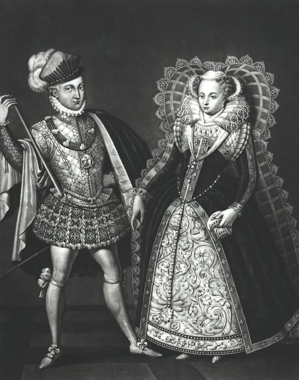 Portræt af Mary, dronning af Skotland (1542-87) og Henry Stewart, Lord Darnley (1545-67), 29. juni 1565 af English School