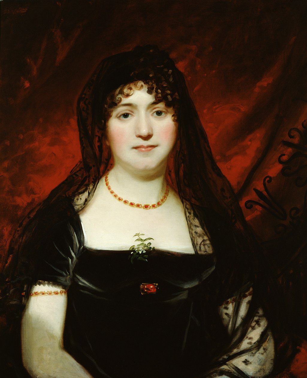Portræt af Mary Sarah Oliver (olie på lærred) af English School