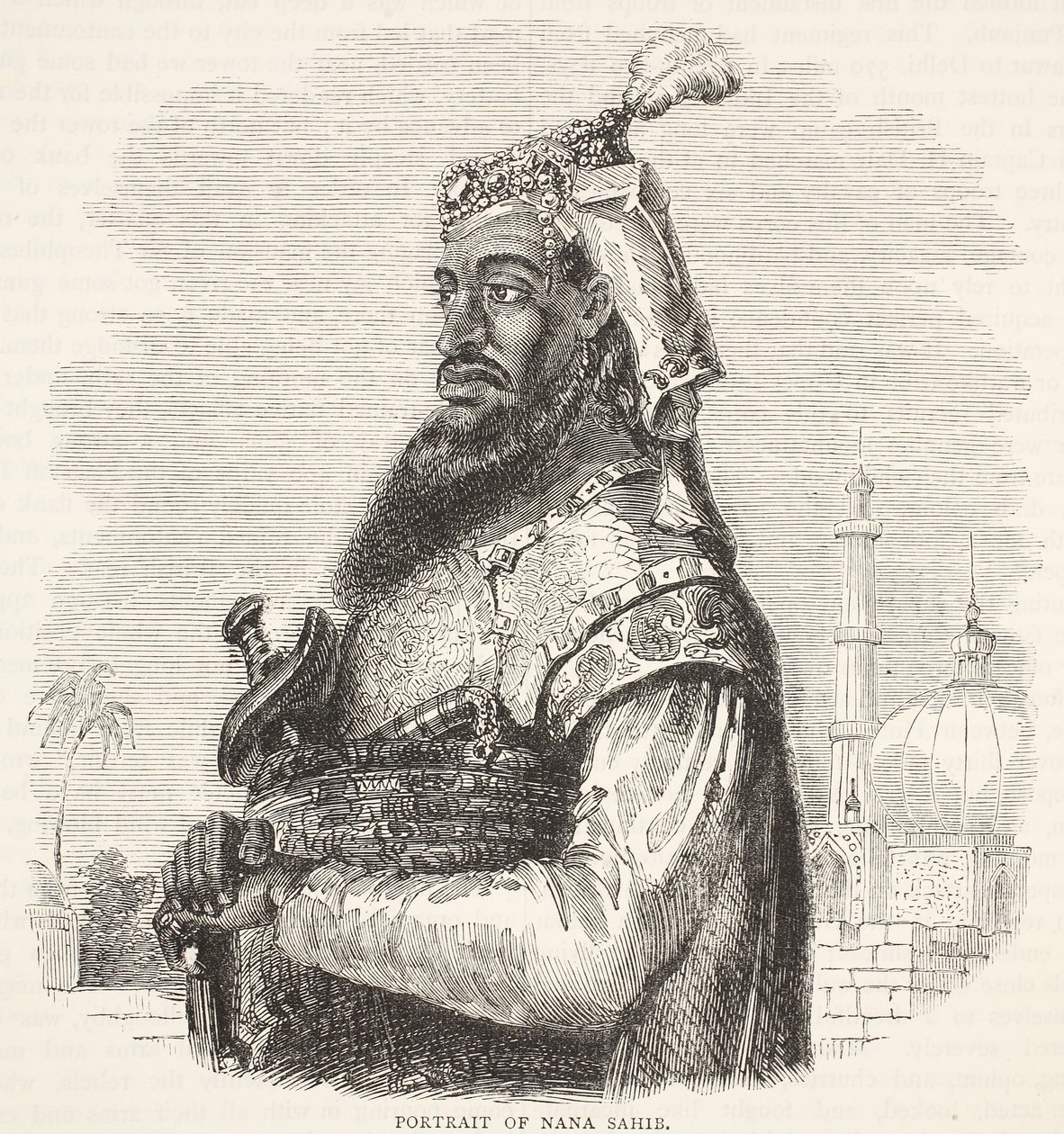 Portræt af Nana Sahib, illustration fra Cassells Illustrated History of England af English School
