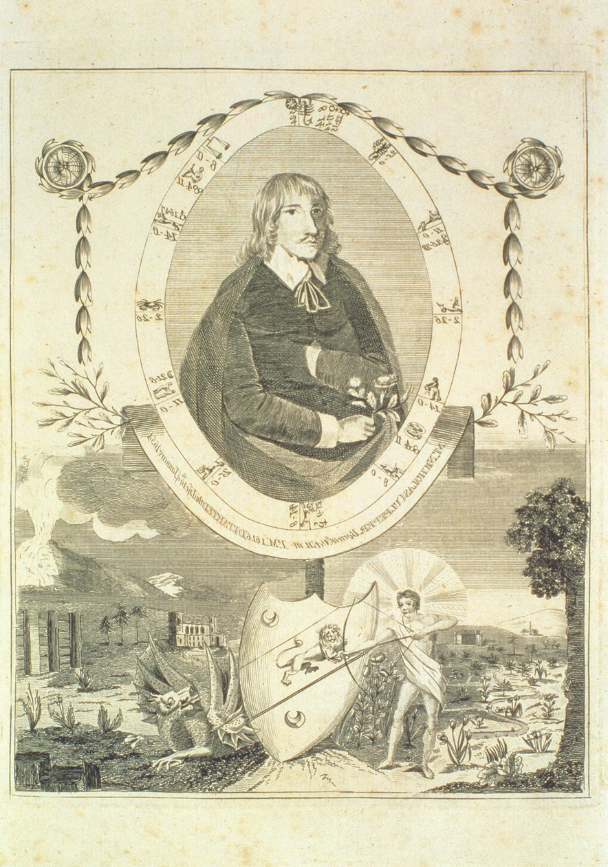 Portræt af Nicholas Culpeper (1616-54), frontispice Culpepers English Physician and Complete Herbal, udgivet 1790 af English School