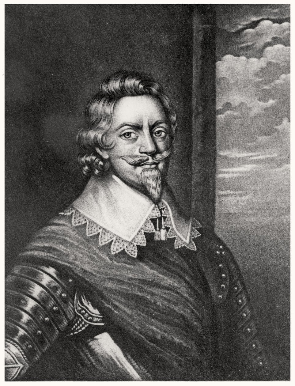 Portræt af Patrick Ruthven, jarl af Brentford (ca. 1573-1651) graveret af Richard Earlom (1743-1822) og Charles Turner (ca. 1773-1857) fra Illustrious Characters in British History (mezzotint) (bw phot) af English School