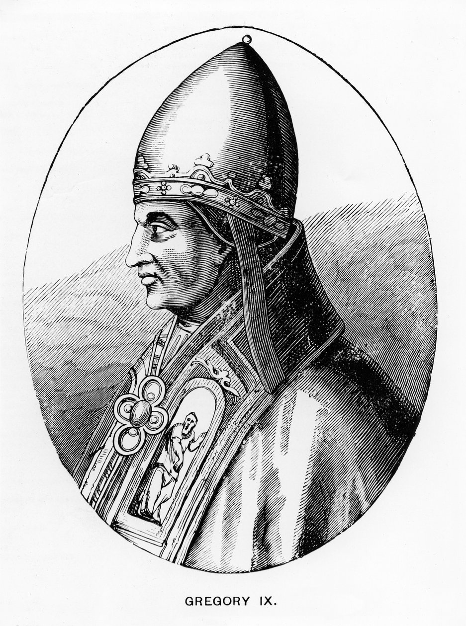 Portræt af pave Gregor IX (ca. 1170-1241) illustration fra 