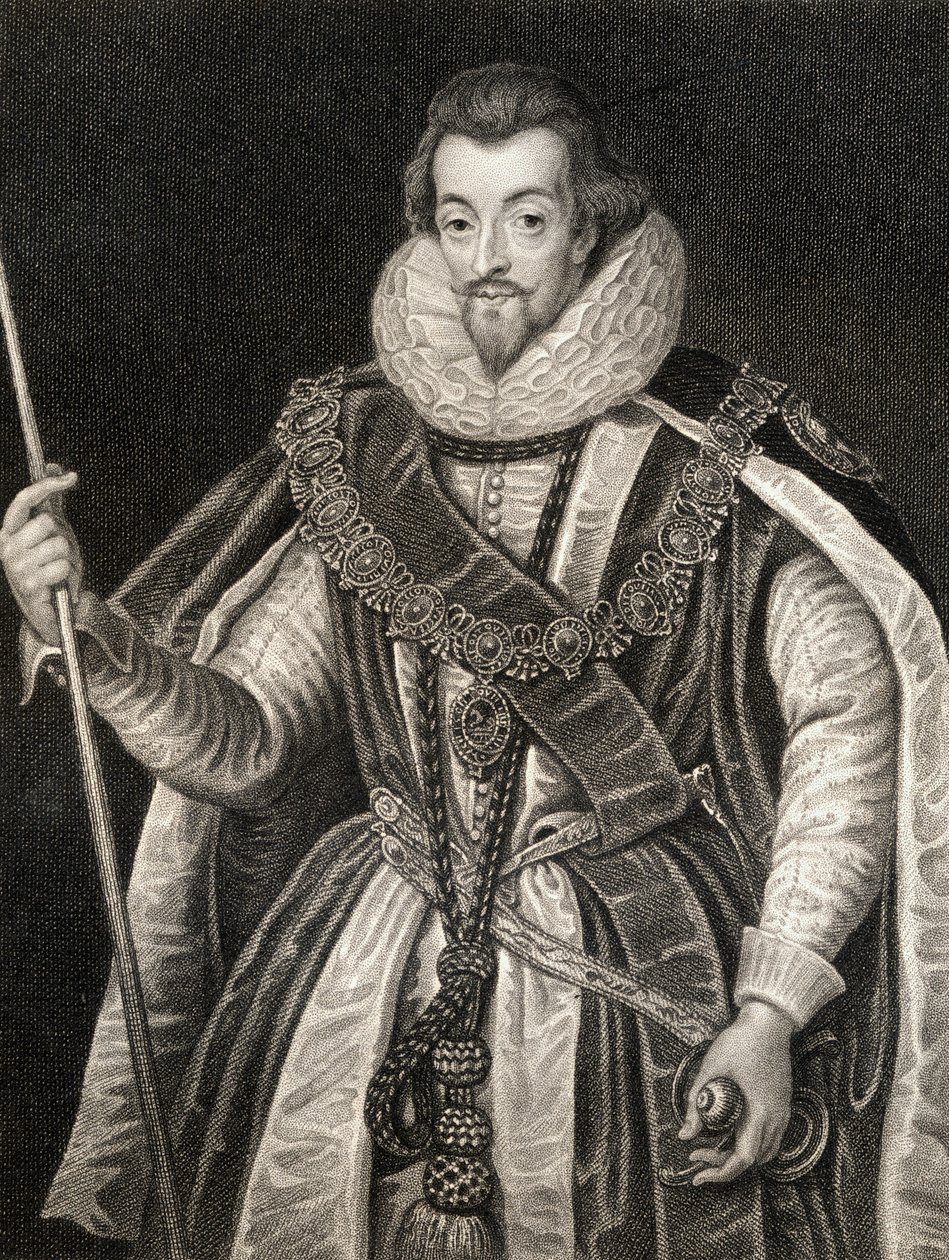 Portræt af Robert Cecil, 1. jarl af Salisbury (1563-1612), fra Lodges British Portraits, 1823 af English School