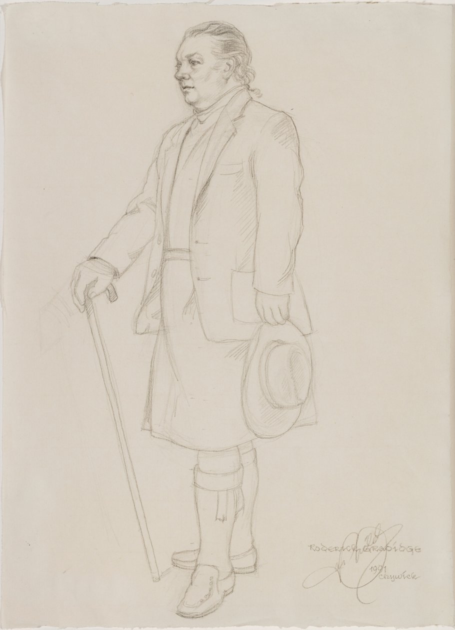 Portræt af Roderick Gradidge, ca. 1987 af English School