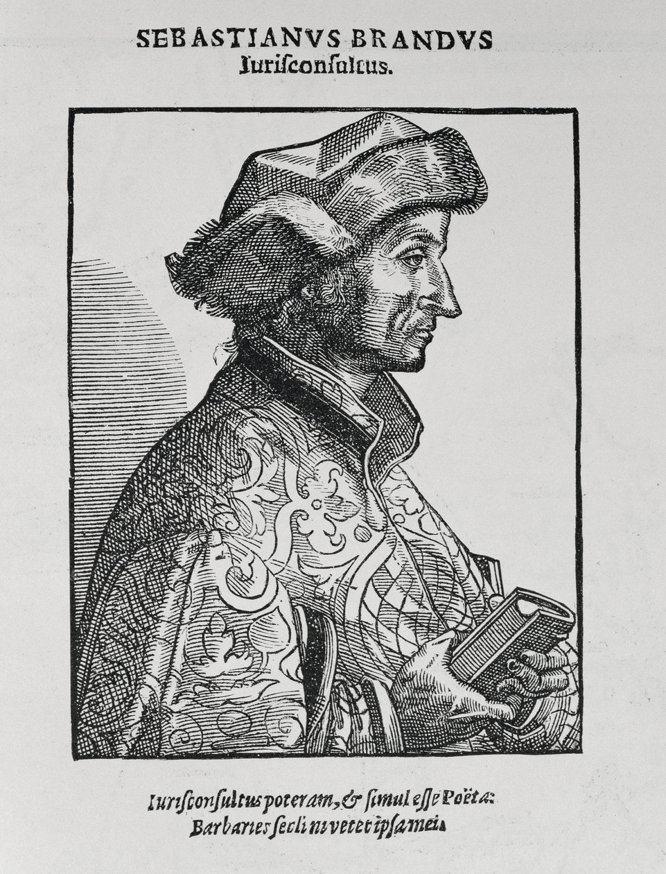 Portræt af Sebastian Brant (ca. 1458-1521) fra The Narrative and Critical History of America, redigeret af Justin Winsor, London, 1886 af English School