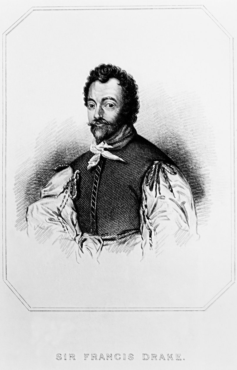 Portræt af Sir Francis Drake (154043-1596) fra Lodges British Portraits, 1823 af English School