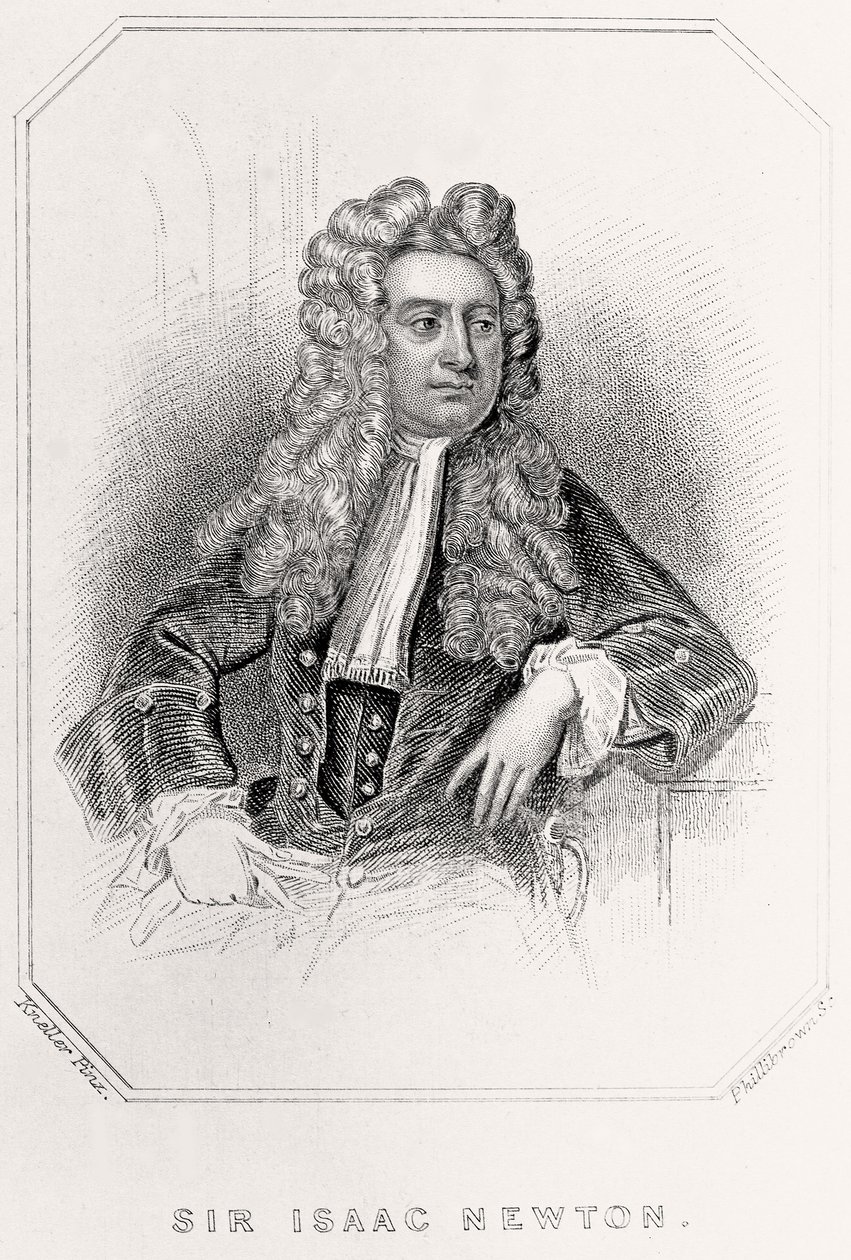 Portrait of Sir Isaac Newton, 1835dani af English School