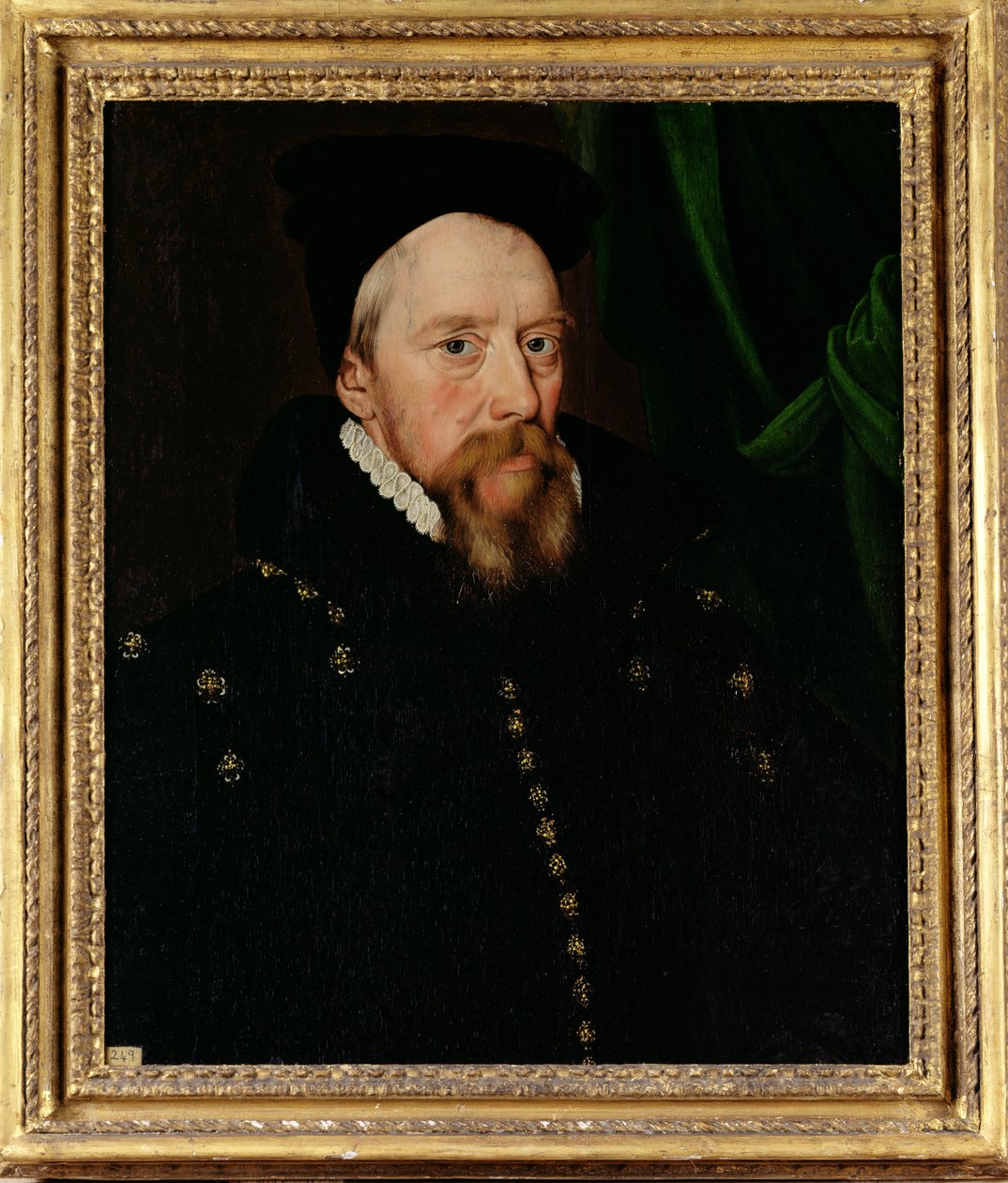 Portræt af William Cecil, 1. baron Burghley (1520-98) af English School