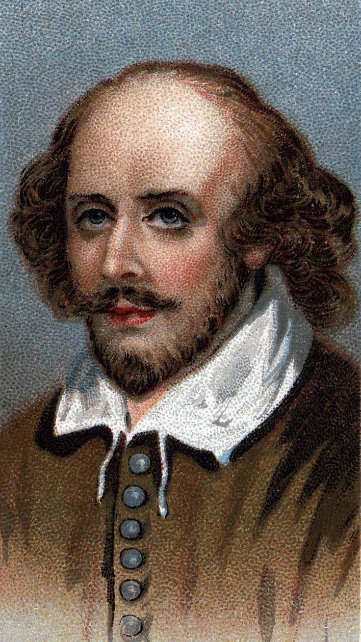 Portræt af William Shakespeare, engelsk dramatiker - Fra serien "" Leaders of Men"" - Chromolithography - English School, 20. århundrede - af English School