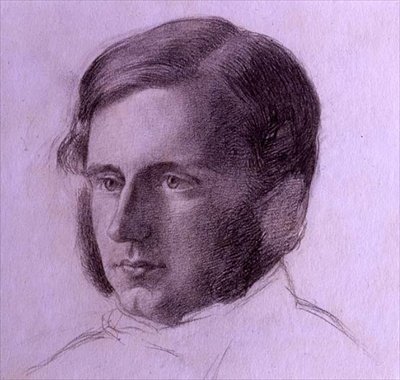 Portræt af en gentleman, ca. 1840 (sort kridt på papir) af English School