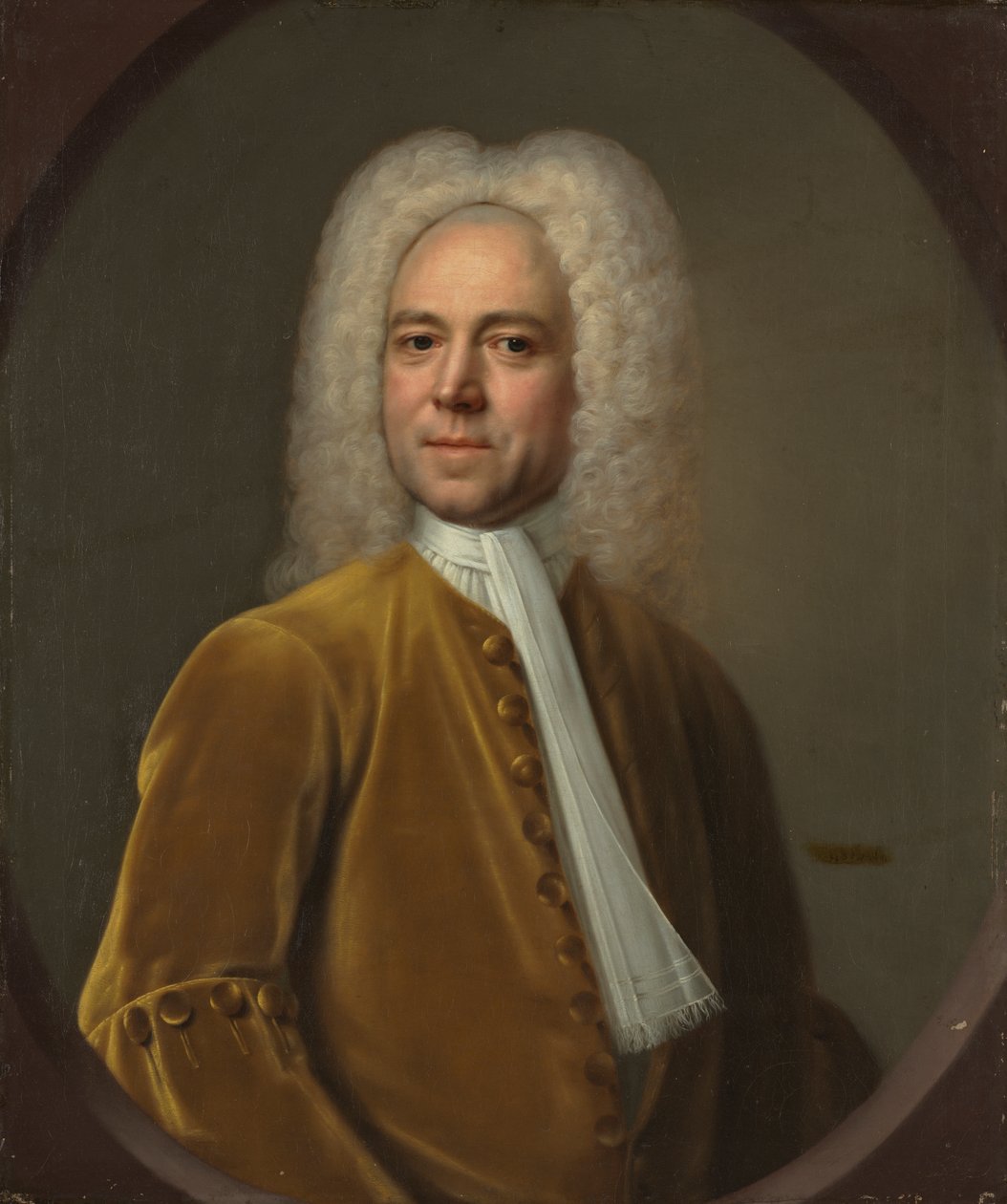 Portræt af en mand, ca. 1730 (olie på lærred) af English School