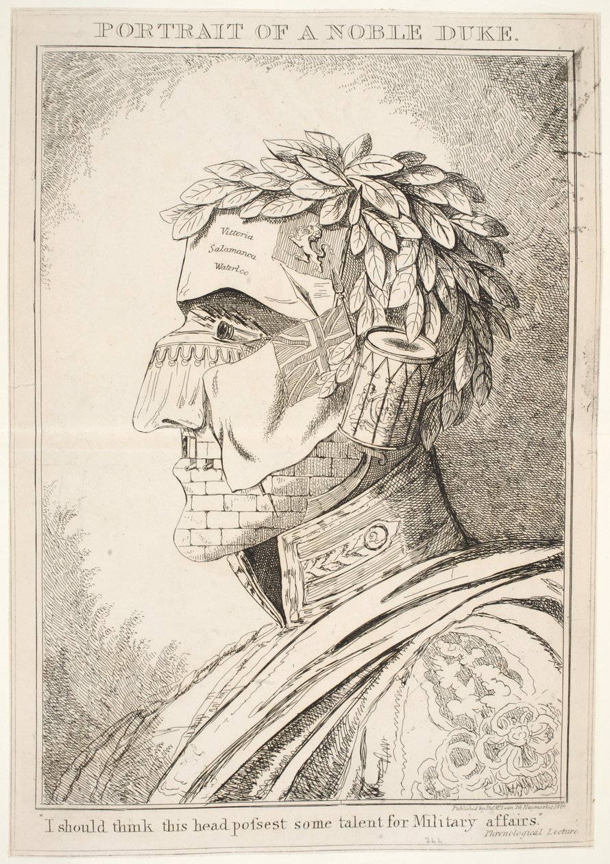 Portræt af en ædel hertug, jeg skulle tro, at dette hoved besidder noget talent for militære anliggender, pub Thos McLean, 1829 af English School