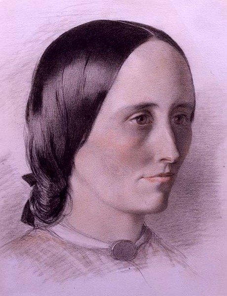 Portræt af en kvinde, ca. 1840 (farvet kridt på papir) af English School