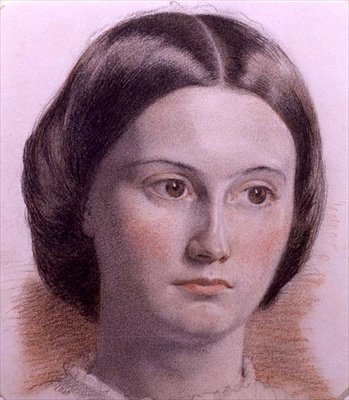 Portræt af en ung dames ansigt, ca. 1840 (farvet kridt på papir) af English School