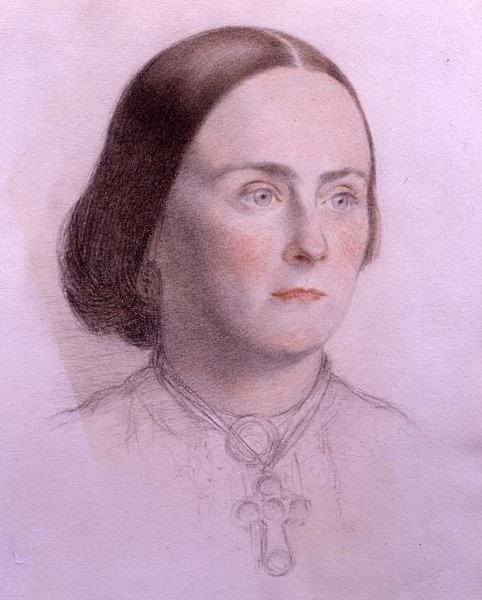 Portræt af en ung kvinde, ca. 1840 (farvet kridt på papir) af English School