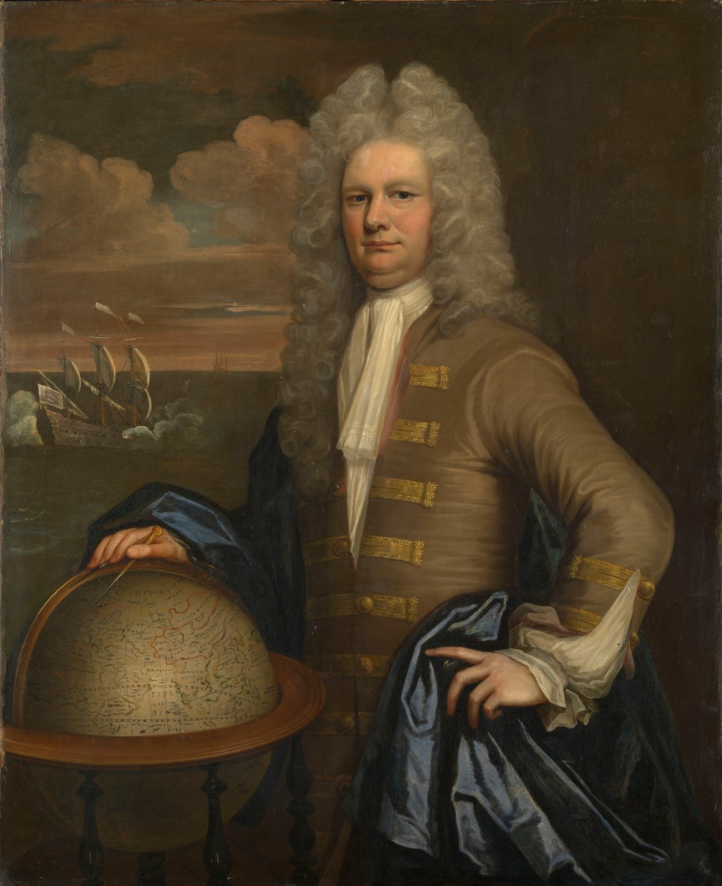 Portræt af en kaptajn fra det ostindiske kompagni, ca. 1690 (olie) af English School