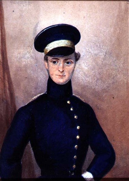 Portræt af en officer, ca. 1830 (akvarel med gummi arabicum på papir) af English School