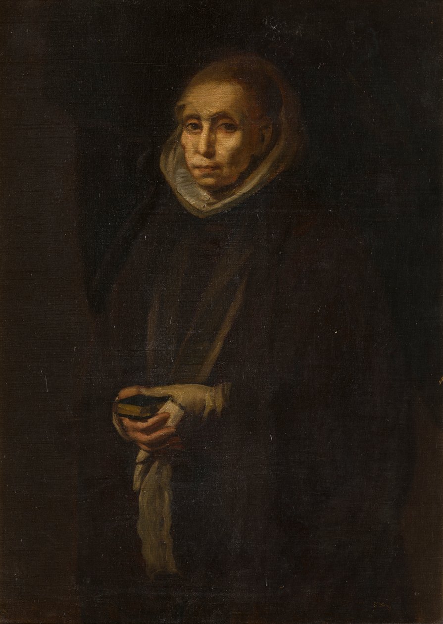 Portræt af en ukendt kvinde, som tidligere siges at være hustru til Alonso Cano, ca. 1800-1900 (olie på lærred) af English School