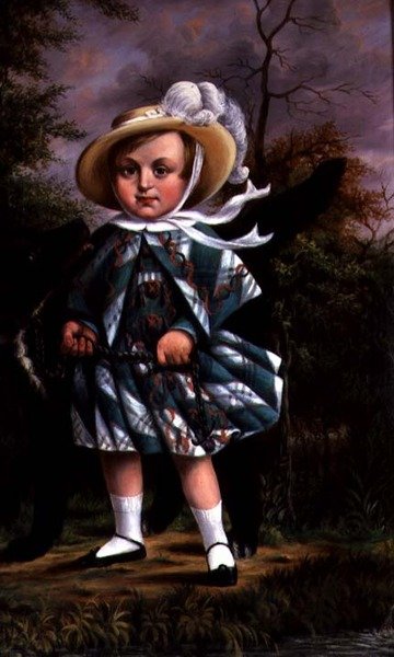 Portræt af barn med en sort hund, ca. 1830 af English School