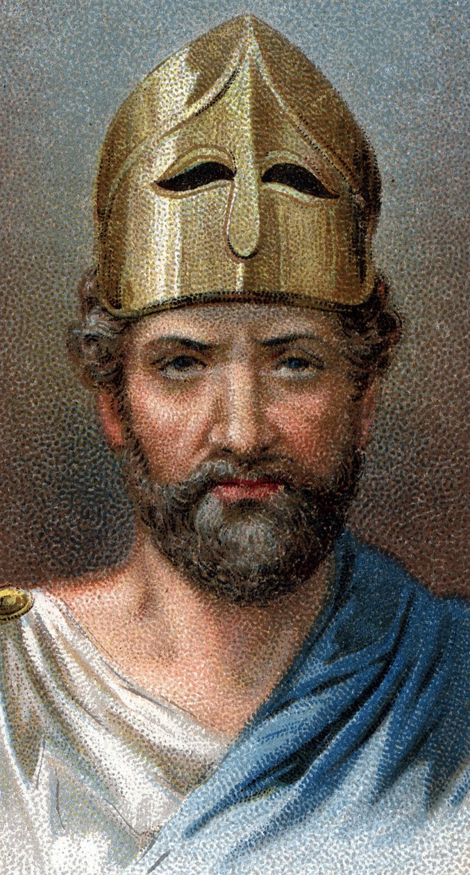 Portræt af den græske general og politiker Pericles (494-429 f.Kr.) - Fra serien "" Leaders of Men"" - Chromolithography - English School, 20. århundrede - af English School