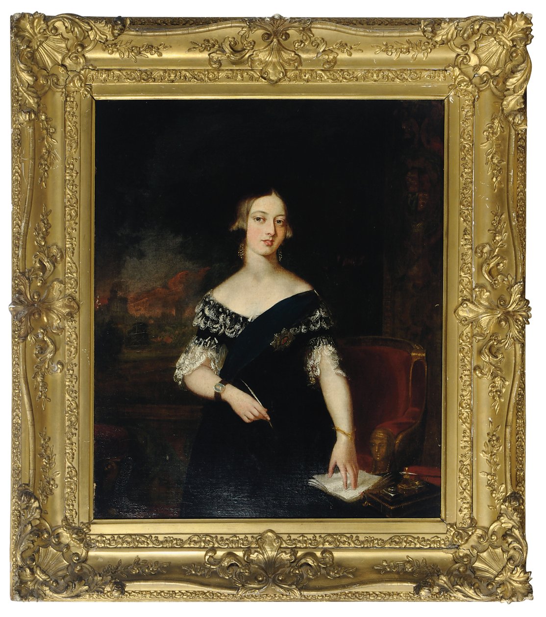Portræt af den unge dronning Victoria af English School