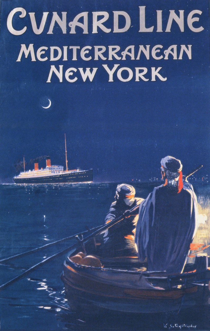 Plakat, der reklamerer for Cunard Line af English School