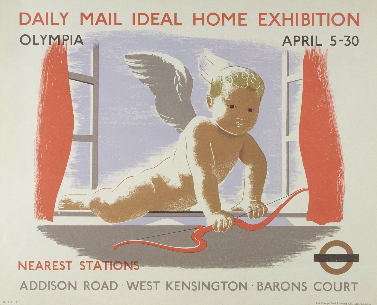 Plakat til Daily Mail Ideal Home Exhibition på Kensington Olympia, London, 1938 (farve litho) af English School