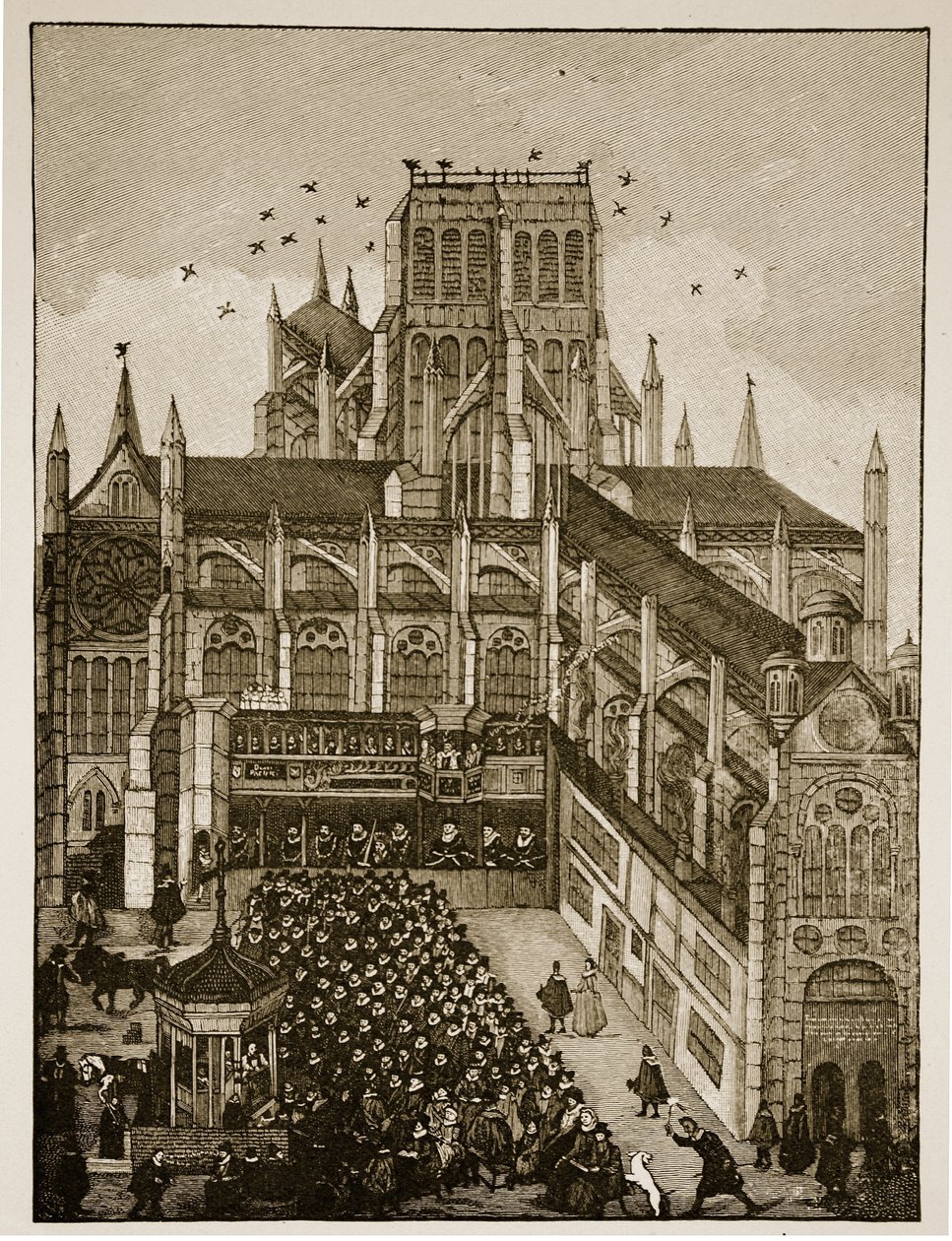 Prædiker for kongen og prinsen af Wales ved Pauls Cross i 1616 efter et maleri fra det 17. århundrede af English School