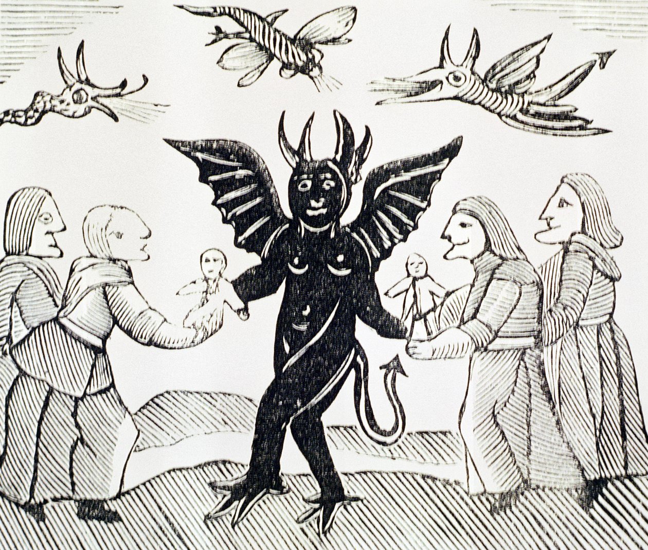 Presenting Children to the Devil, kopi af en illustration fra The Witch of the Woodlands brugt i en samling kapbøger om esoterica af English School