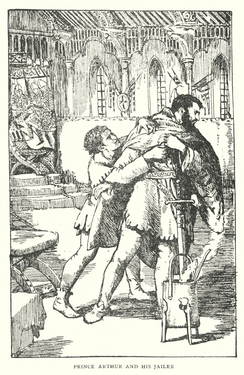 Prins Arthur og hans fangevogter (litografi) af English School