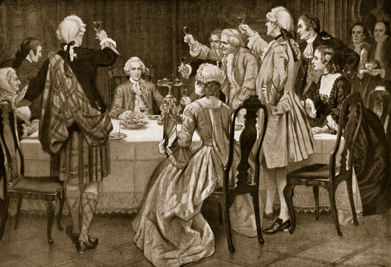 Prins Charles Edward ved Holyrood, illustration fra Hutchinsons Story of the British Nation, ca. 1923 af English School